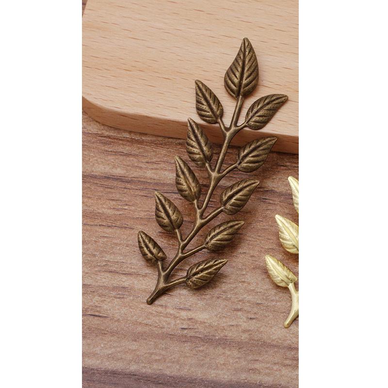 20pcs 19x64mm DIY Leaf Copper Charm Pendant Gold Color Accessories for Necklace Jewelry Making Components Handmade Craft