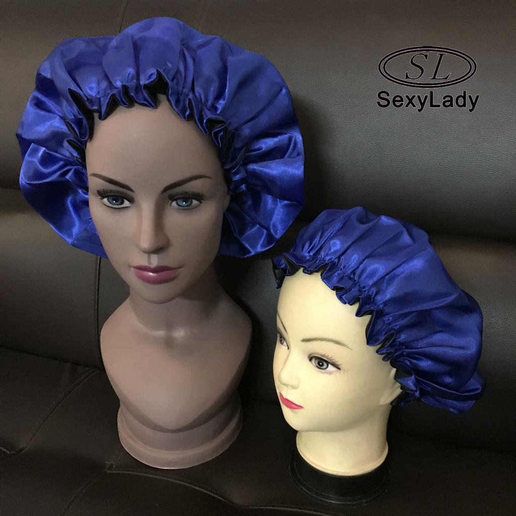 SL Custom logo Designer Bonnets Double Layer Hair Bonnet Silk Pillow case and Bonnet Set