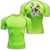 Summer Athletic Compression T-Shirt Breathable Quick-Dry High-Elasticity Short Sleeve Tee with Bold Bleach Graphic Gym Running