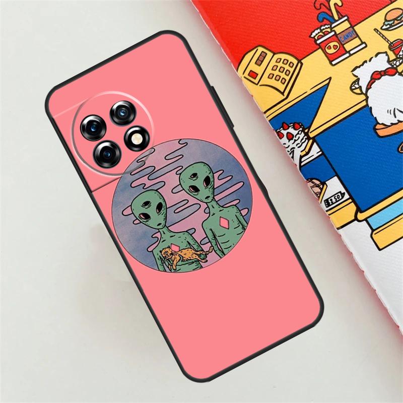 Aesthetics Cartoon Alien Space Case For OnePlus 12R 12 11 10 9 Pro 10R 9R 8T 10T Nord 3 2 CE 4 Lite N10 N20 N30 Back Cover