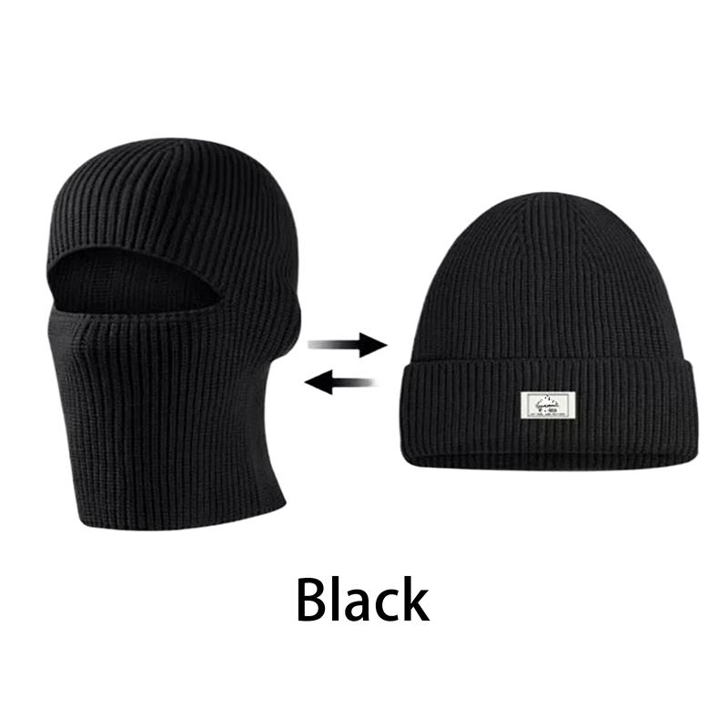2In1 Mask Beanies Hat Men Winter Balaclava Hats Knitted Hats Fashion Full Face Ski Bonnet Tactical Cycling Earmuffs Cap Knitted