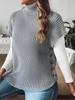 Women's Spring and Autumn Pullover Sweater New Vest Button Decoration Cross-border European and American High-necked Casual Pullover Vest Top