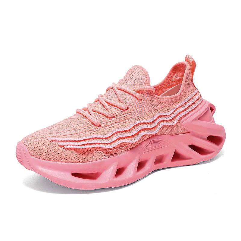 

Men Women Running Shoes Breathable Knit Casual Shoes Outdoor Walking Sneakers Lace-up Flat Sports Shoes Anti-slip Fitness Shoes 37