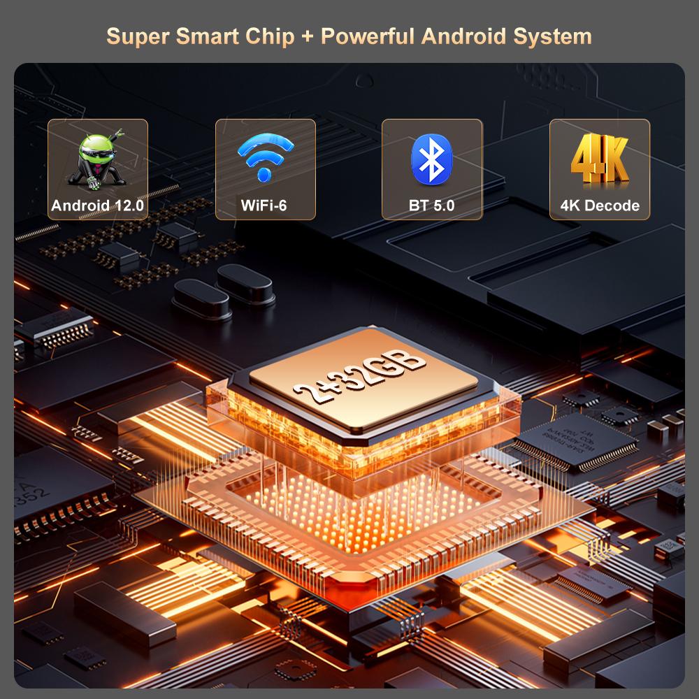 Buyzco YT007 Android 12 Full HD Projektor 360 Grad Gimbal 4K Video Smart TV 1080P 18000 Lumen Projektoren 2+32GB Theater Beamer