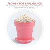 25 Sets Indoor Plant Pots Planter Cake Cups Pudding Serving Yogurt Plastic Dessert Flowerpot Shaped Pink Party