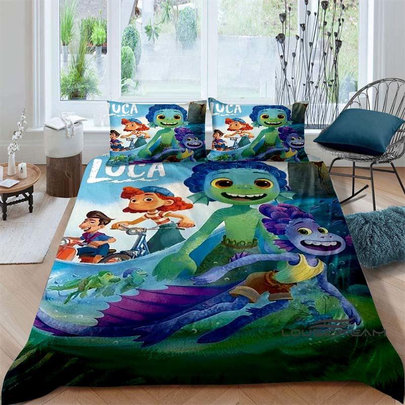 3D Printed Cute Disney Luca Duvet Cover and Pillowcase Set - Home Decor, Creative Plus Size Bedding Set