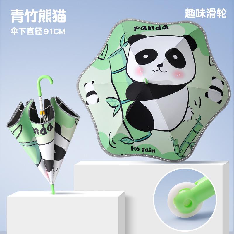 Children's Umbrella Girl Cartoon Rounded Corner Anti-Stab Safety Straight Rod Boys and Girls Long Handle Rain Umbrella