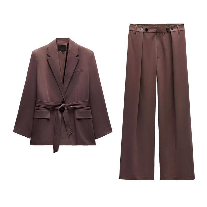 With Belt Straight-leg Long Sleeves Casual Suit Jacket 1255791 Waist Temperament Leisure Pants 5030401