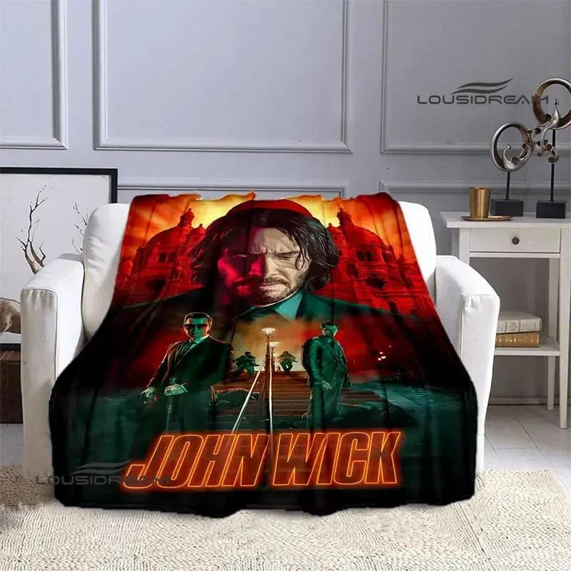 Movie John Wick printed Blankets Picnic blanket Flange Warm blanket Home travel blankets bed linings birthday gift