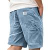 Herren Vintage Cord Cargoshorts, Modische Mehrzwecktaschen Gesticktes Etikett Lässige Kurzhosen