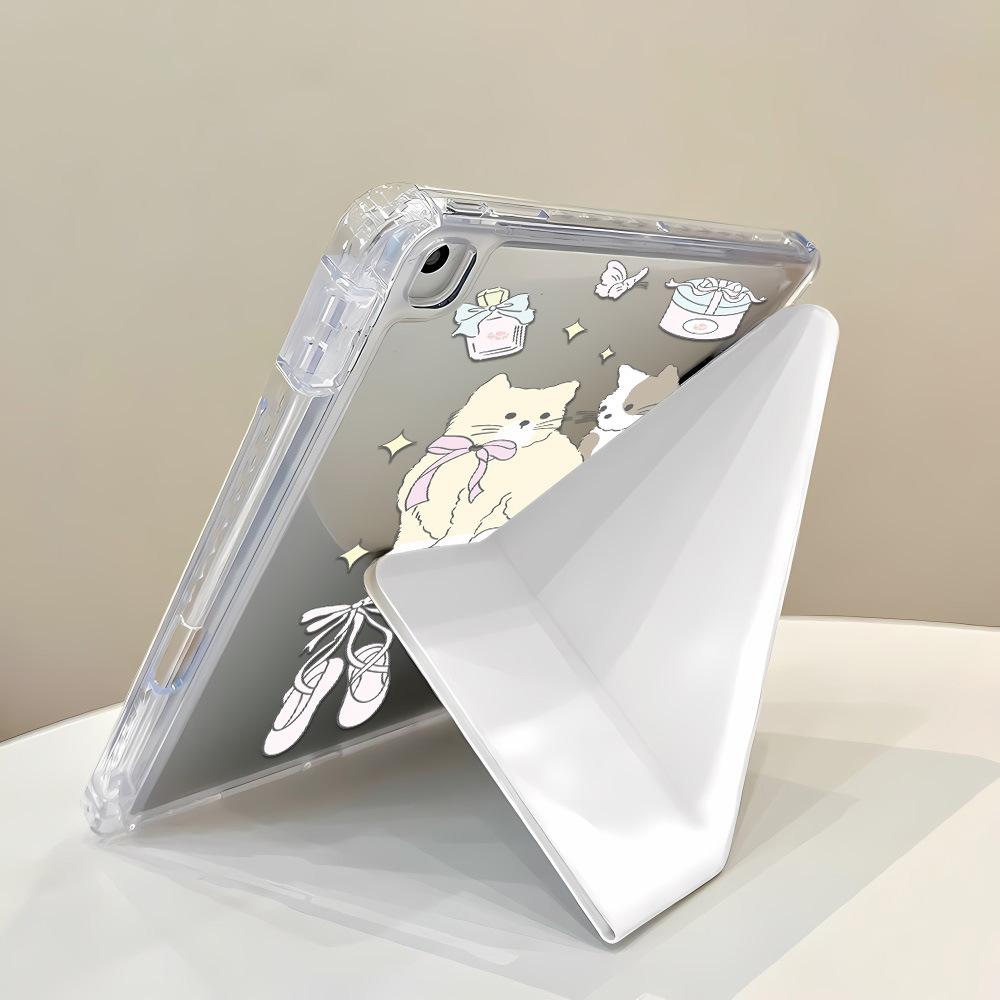 Two Kittens for iPad Pro 11 Inch Y Folded Edge Sticker, Tablet Protective Case with Pen Slot iPad Pro13 Inch