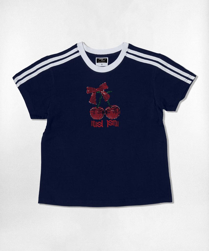Nasyujeueol Dot Cherry Semi-Crop Short Sleeve T-Shirt 6 Colors