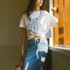 Levis SS24 Summer Collection Solid Color Logo Embroidered Crew Neck Short Sleeve T-Shirt Women T-Shirts Off-White 0018T-0001