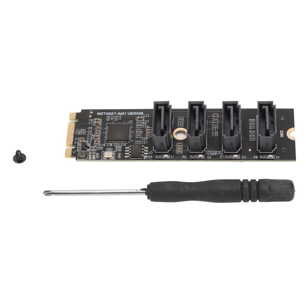 M.2 NVME To SATA Adapter Card Drive Free Plug and Play M2 KEYM NVME PCIE To 4 Port SATA3.0 Expansion Card