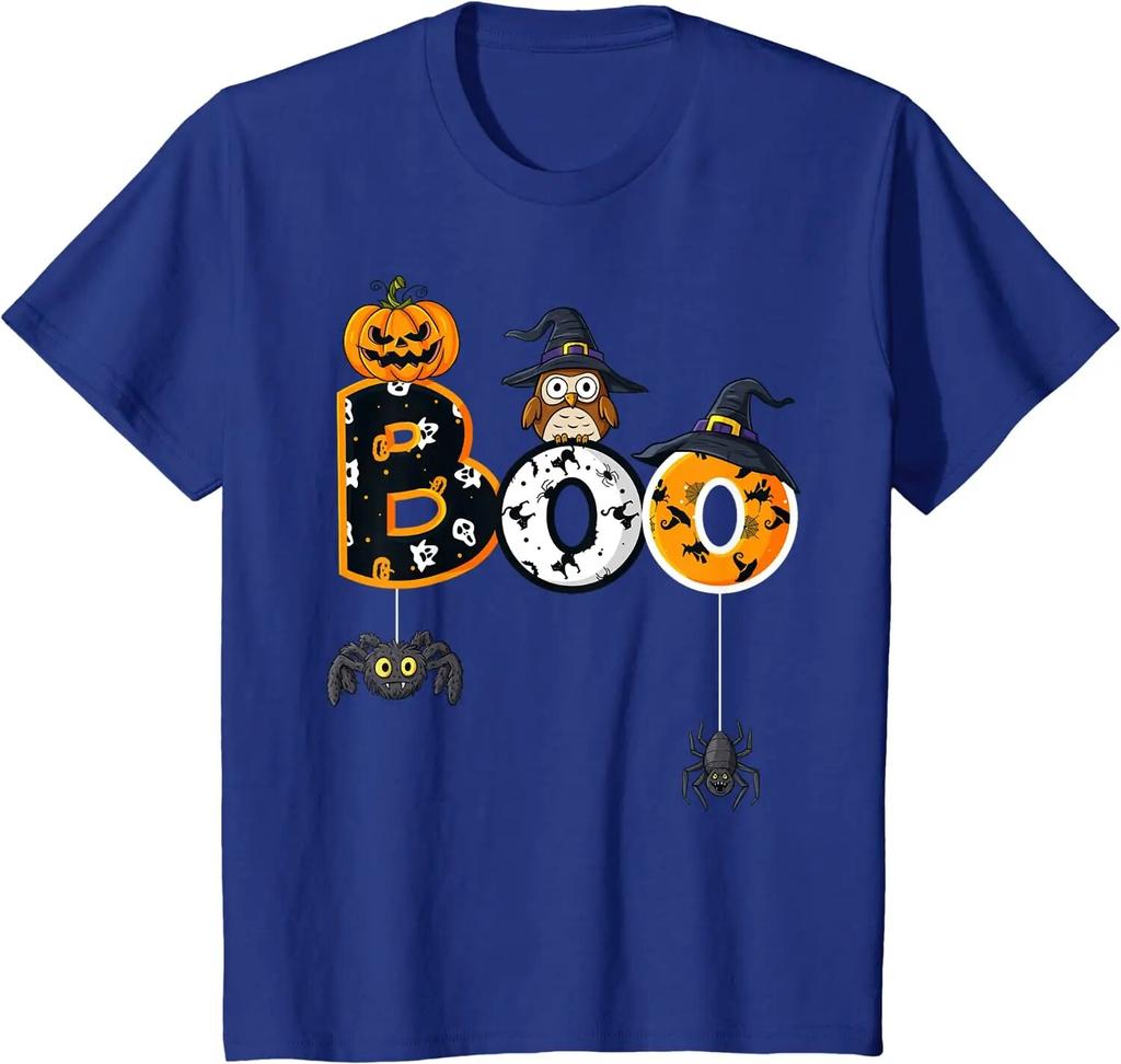 Halloween Boo Owl with Witch Hat Spiders Boys Girls Kids T-Shirt Casual Short Cotton Daily Four Seasons Tees Holiday Tshirts