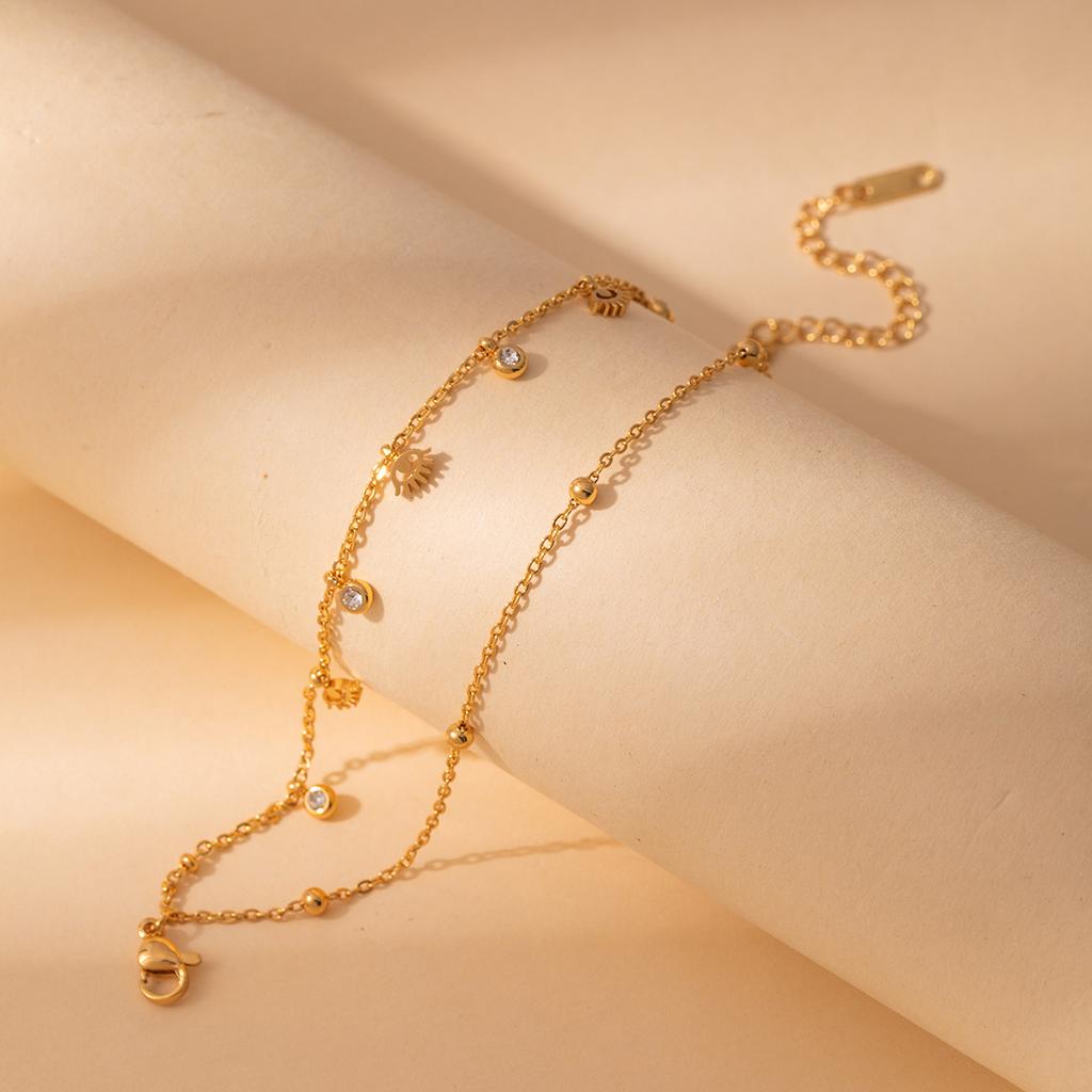 Light Luxury High-End Stainless Steel Diamond-Encrusted Bracelet, Moon Sun Love Geometry Does Not Fade Jewelry Women