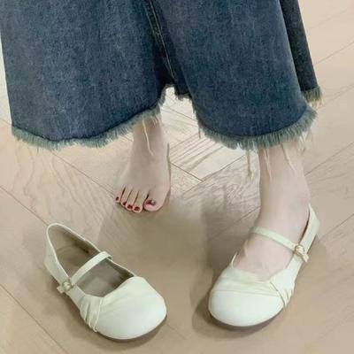 Scarpe Mary Jane con suola morbida piccole in pelle scarpe berretto francese autunnali scarpe piatte da studente di nicchia scarpe singole da sera