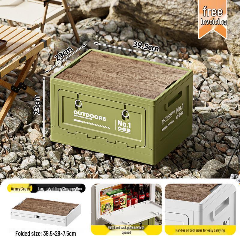 Folding Wooden Picnic Table & Car Trunk Organizer