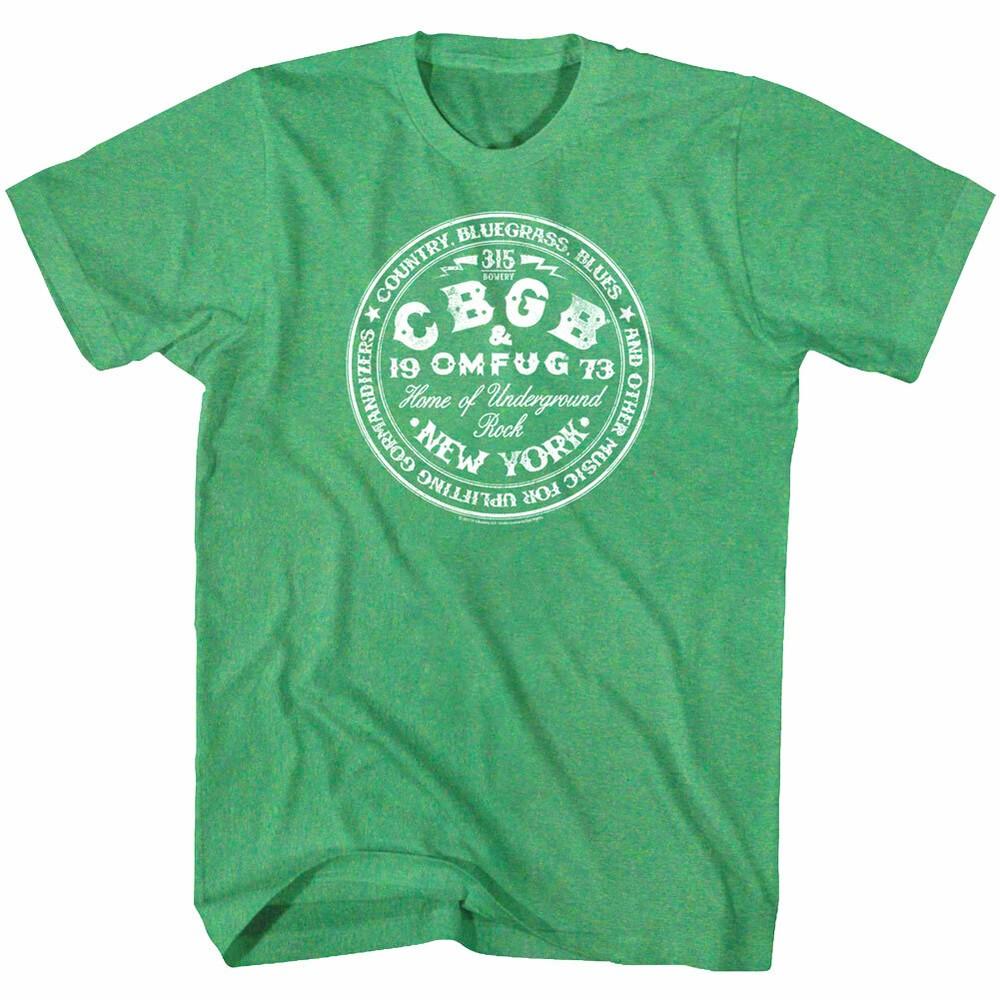 CBGB OMFUG 315 Bowery NYC Logo Men's T Shirt Home of Underground Rock Punk GREEN