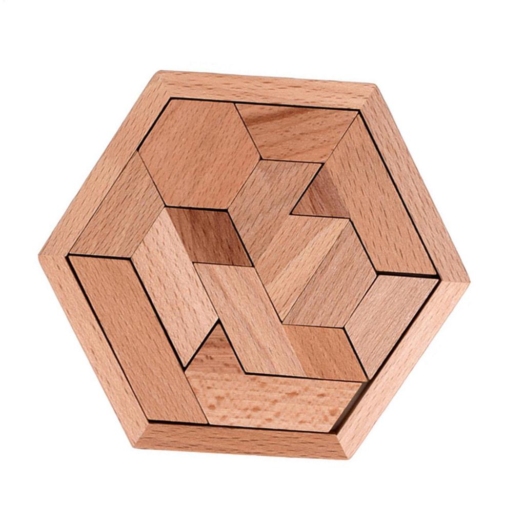 Hexagon Wooden Puzzle Tangram Intelligence Toys For Kids Adults Thinking Training Games Puzzle Infant Rompecabezas De Madera