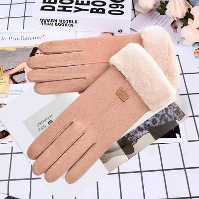 Stylish Women's Winter Gloves: Cute, Velvet-Lined, Thick Suede for Warmth and Cold Protection, Ideal for Riding and Driving