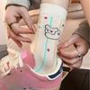 Cute Cartoon Dog, Funny Socks, Women's Mid-calf Socks, Pure Cotton Striped Polka Dot Pile Socks, Long Socks