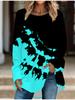Plus Size Women Spring Render Printed Comfy Long Sleeve Round Collar T-shirt Casual Baggy Mid Length Tee Tops