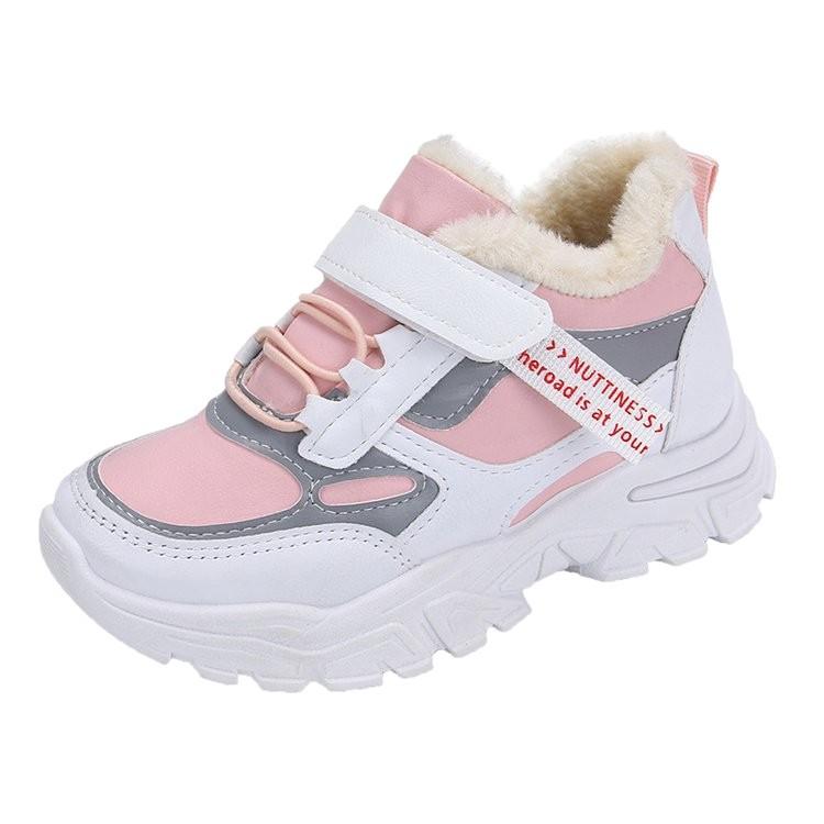 Autumn Winter Cotton Padded Girls Sports Shoes Boys Leather Soft Sole Casual Warm Dad Shoes for Big Kids