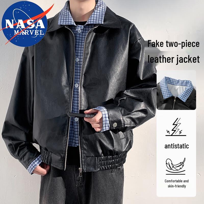 

NASA MARVEL Men s Faux Two-Piece Turn-Down Collar Jacket 2XL