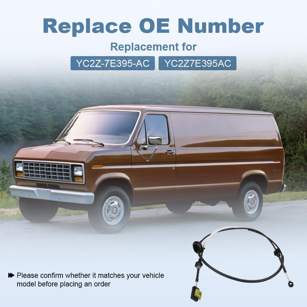 Automatic Transmission Gear Shift Cable Replacement for YC2Z-7E395-AC YC2Z7E395AC Compatible with Ford Econoline E-150 E-250 E-350 1997-2004 Shifter