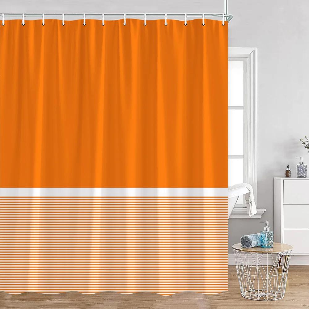 Solid Striped Shower Curtain Pink Yellow Blue Green Pattern Modern Simple Bath Curtains Polyester Cloth Home Bathroom Decoration