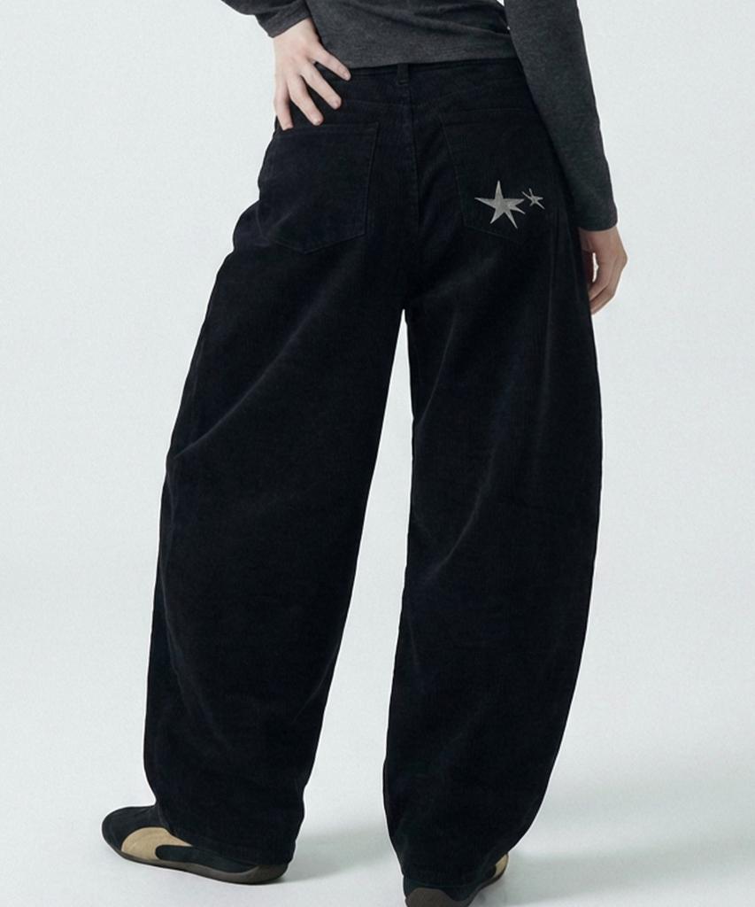CHICKS (Fleece-Lined Ver) Polystar Side Pintuck Balloon Pants Black