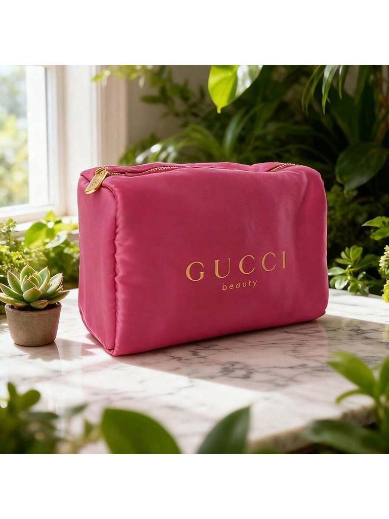 Women Purple-red Satin Makeup Bag, Toiletry Bag and Large-capacity Storage Bag, Suitable for Traveling GUCCI-GIFT-81