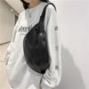 Breast Bag Women'S Fashion Pu Solid Color Couple Shoulder Bag Mori Trend Pleated Couple Messenger Bag Men