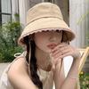 Ribbon Women Fisherman Hat Lace Up Summer Sun Hat Casual Lace Flower Bucket Hat Girl