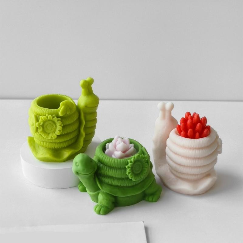 Tortoises Shaped Silicone Succulents Planter Molds Snails Shape Silicone Molds for Epoxy Resin Candle Stand , Decoration