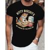 Funny Elements Valentine's Day 2026 Plus Size Men's Round Neck T-shirt, Retro Humorous Opaque Plus Size Round Neck Short Sleeved