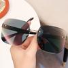 Luxury Gradient Sunglasses Women Metal Curved Eyewear Rimless Fashion UV400 Protection Gafas De Sol