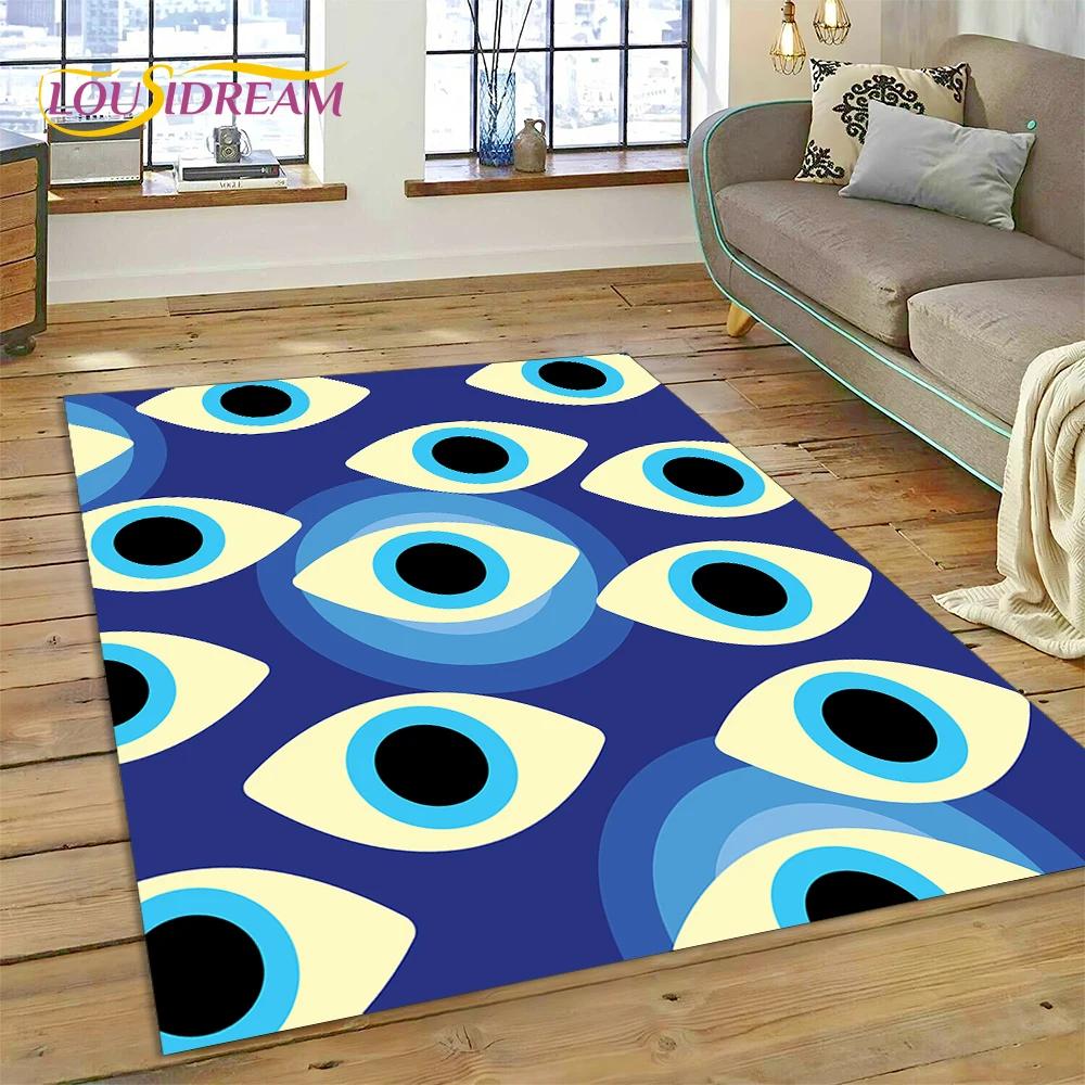 Evil Eye Turkey Blue Nazar Eye of Horus Rug Carpet for Living Room Bedroom Decor,Floor Mat Non-slip Decoration for Sofa Doormat