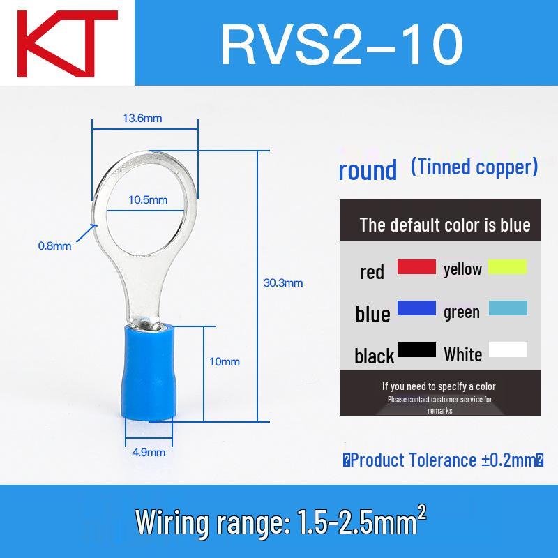 Kaisheng Round Pre-insulated Copper Crimp Terminals (RV2 Series)