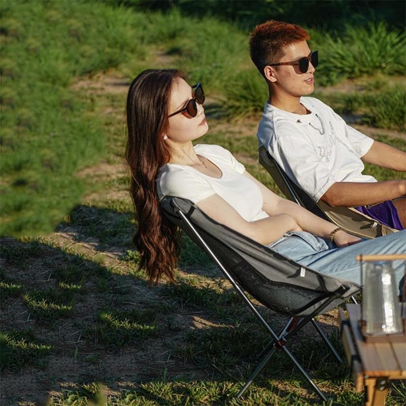 Full-Aluminum Frame Folding Camping Chair,Compact and Portable with Carry Bag Outdoor Hiking Fishing Backpacking Folding Moon Chair
