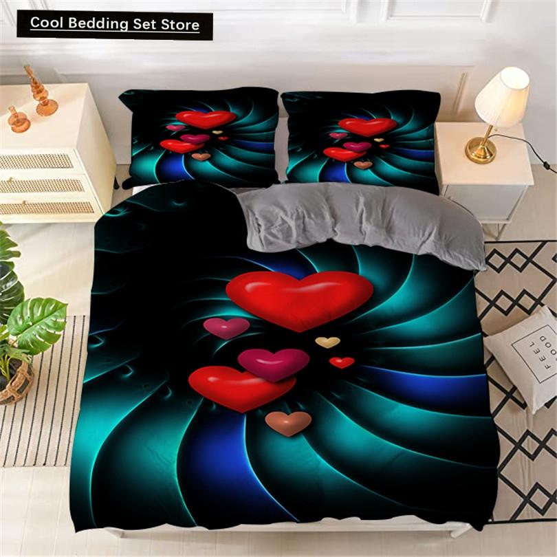 Red Rose King Queen Duvet Cover Romantic Flower Bedding Set Valentine's Day Quilt Cover Couples Floral Polyester Comforter Cover