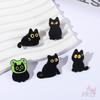 5Pcs/Set Yellow Eyes Black Cats Brooches - Doodle Enamel Backpack Button Pins Badges