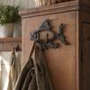 Garden Wall Hooks, Cast Iron Flying Fish Hanger, Rustic Outdoor Metal Coat Rack for Keys Tools Dried Flowers, Farmhouse Porch Fence