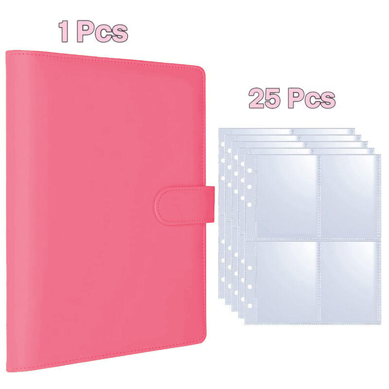A5 Kpop Photocard Binder with 25 pages 4-Pocket Card Collector Album with 200 Card Slots PU Leather Cover Organizing Cards