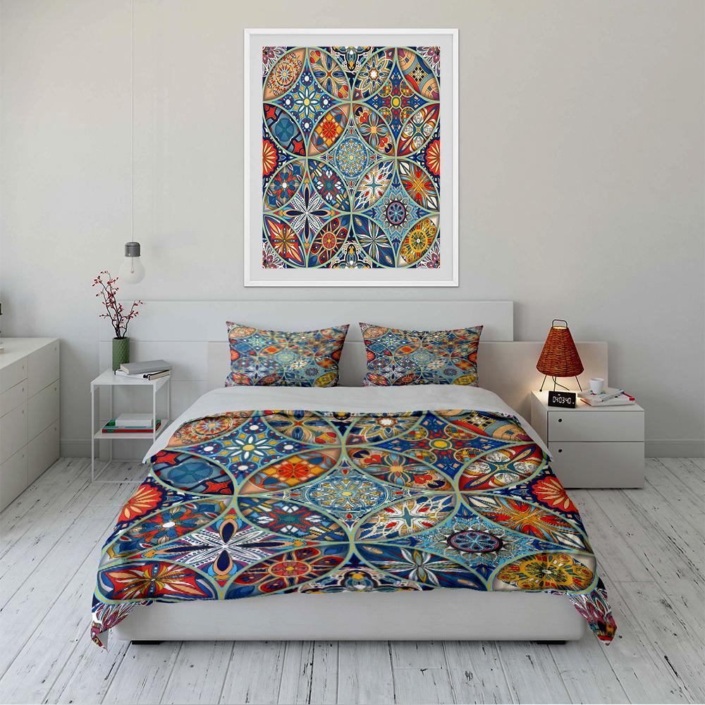 Colorful Geometric Pattern Bedding Set Bedding Set (1 Duvet Cover, 2 Pillowcases, Duvet Not Included)