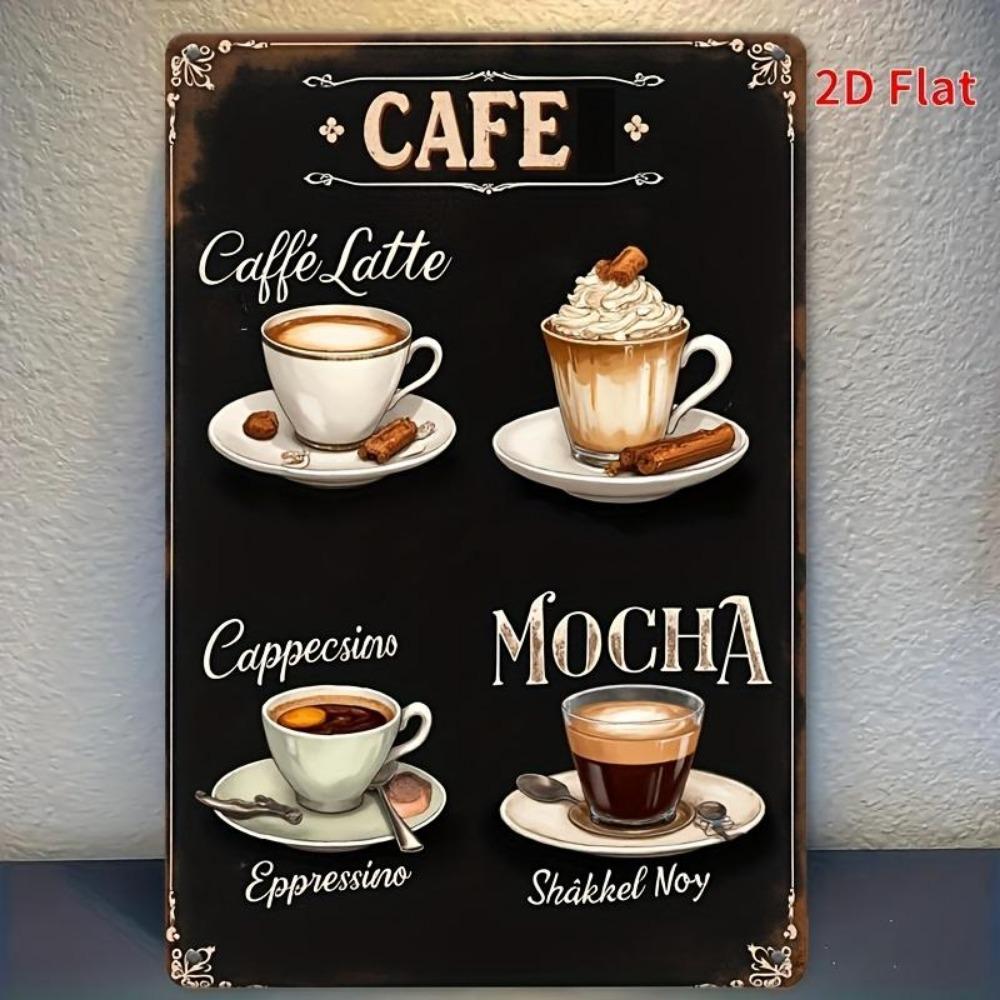 Vintage Cafe Metal Wall Decor Sign Rustic Tin Sign with Coffee Latte Cappuccino Mocha Espresso Shakuny Designs Indo
