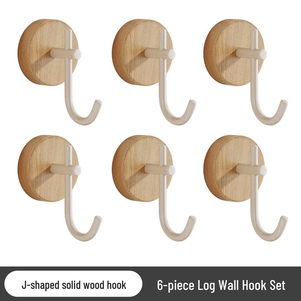 Walnut Solid Wood Door Hook, Nail-Free Wall-Mounted Clothes Hanger for Bedroom Decor