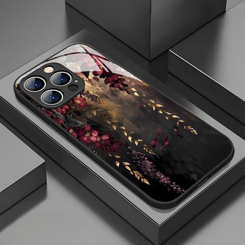 

Чохол для телефону для iPhone 17 16 15 14 Pro Max 13 12 11 16E 17 Air 7 8 Plus XR XS X Модний Художній Квітковий Візерунок Загартоване Скло iPhone 7