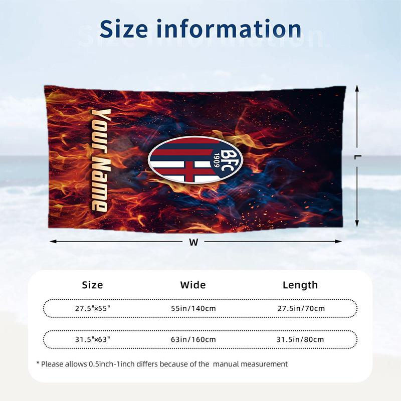 Beach Towel Bologna FC Print Custom Name Text Soft Towel for Swimming Pool
